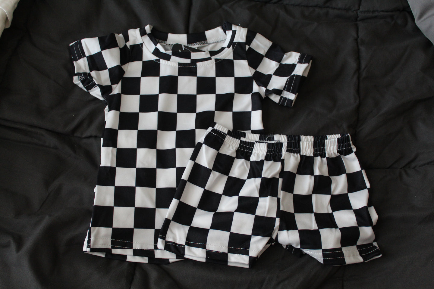Black Checkered Short Pajamas